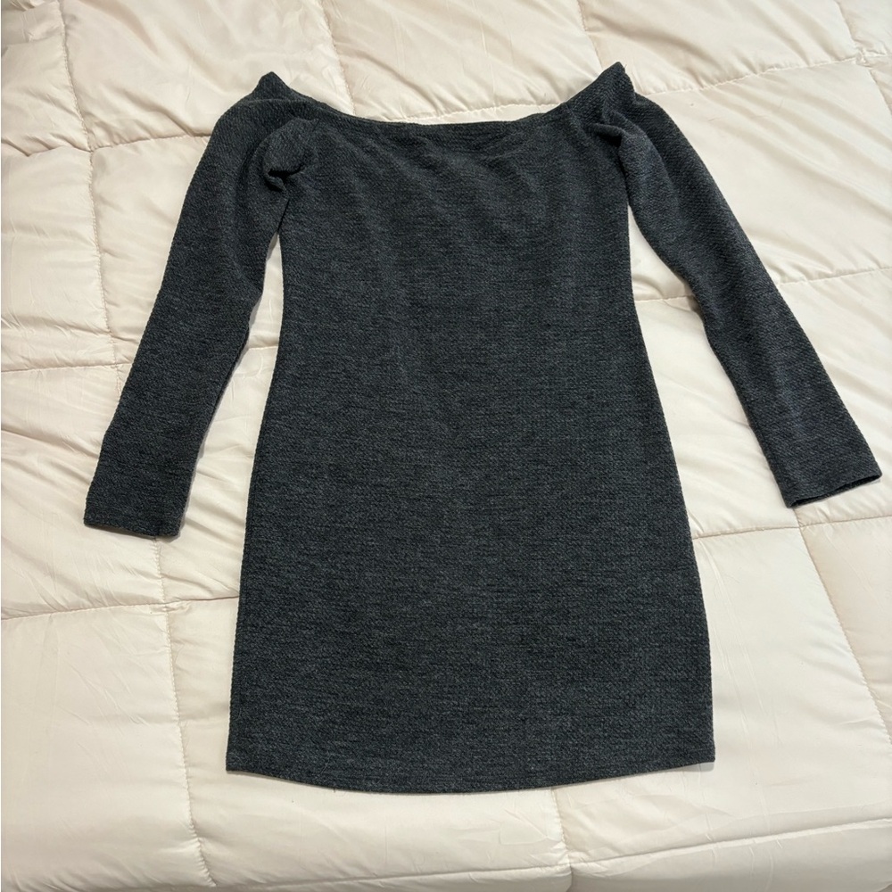 Off The Shoulder 3/4 Sleeve Knit Bodycon Mini Dress